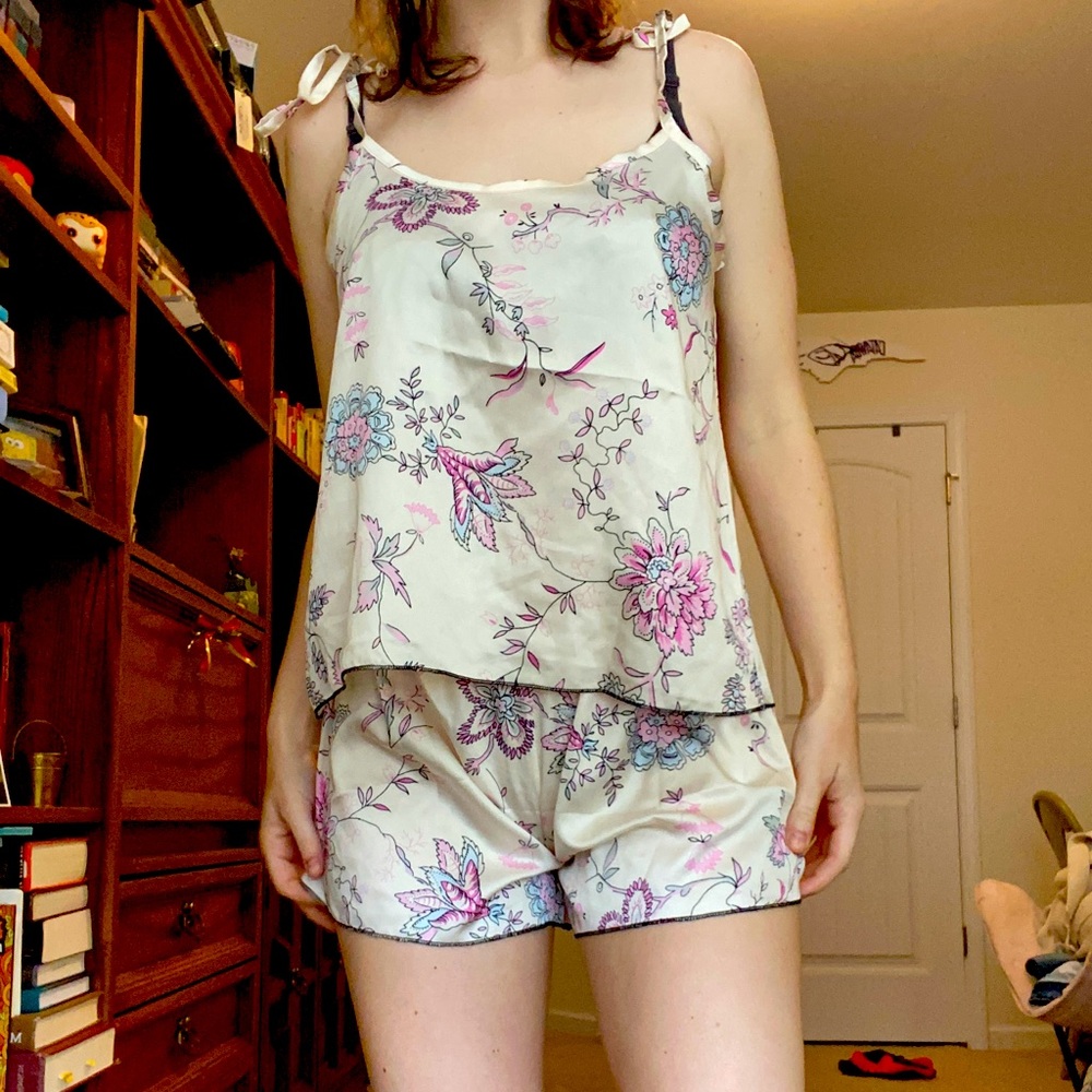 Floral silk pajama set